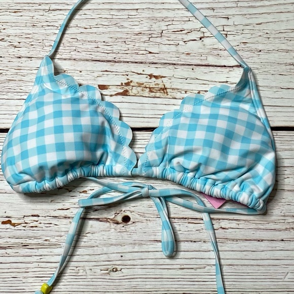 NWT Stoney Clover Lane X Target Blue Gingham Triangle Bikini Top Sz XXS and S - Picture 8 of 14